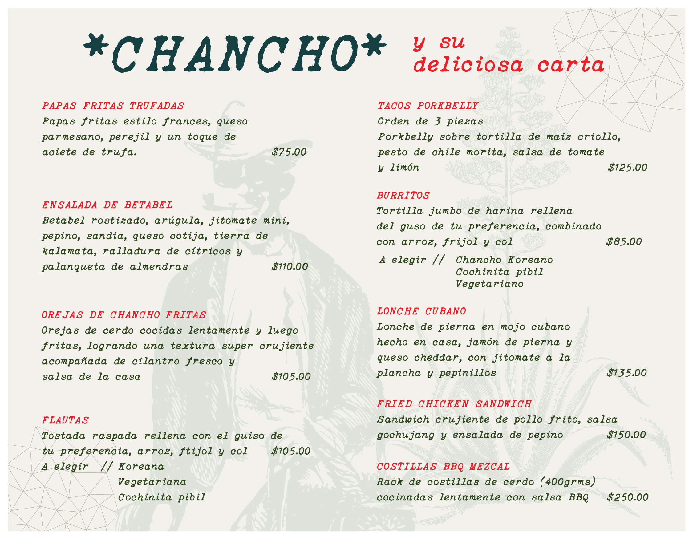 Carta para mesas 3